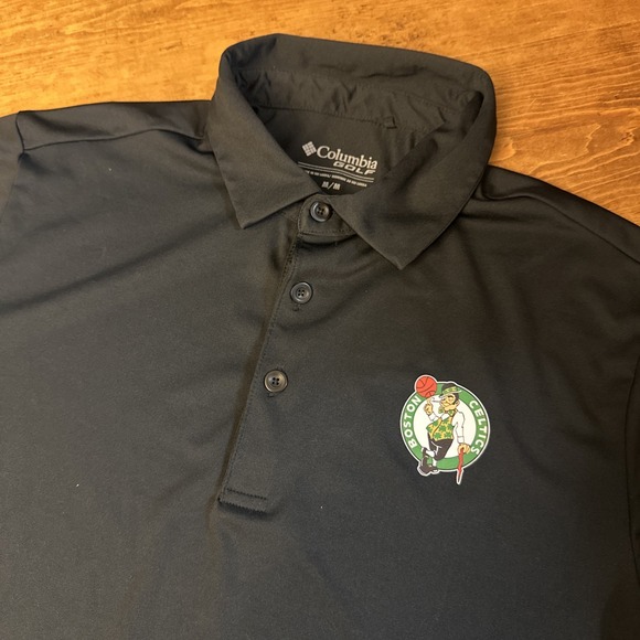 Boston Celtics Columbia Golf Men's Polo Short Sleeve Shirt Size Medium Black - Picture 1 of 5